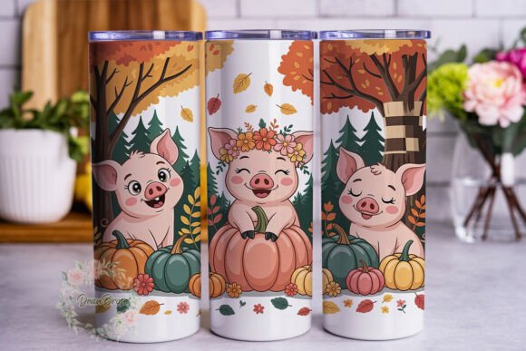 Autumn Pigs Pumpkins Tumbler Wrap Review