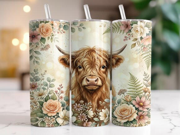 Boho Highland Cow Flowers Tumbler Wrap Review