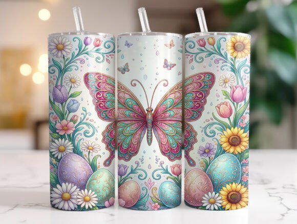 Butterfly Easter Eggs Floral Tumbler PNG Review