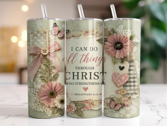 Christian Bible Verse Floral Tumbler PNG Review