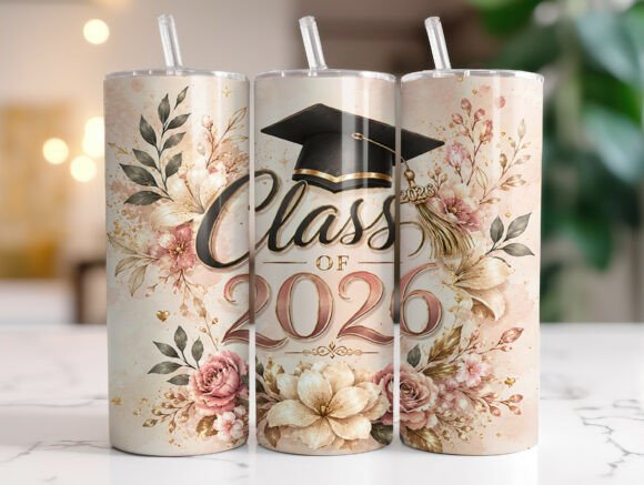 Class of 2026 Floral 20oz Tumbler Wraps