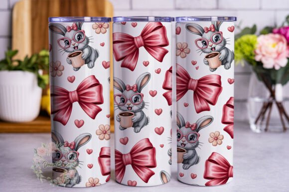 Cute Bunny Coffee Pink Bow Tumbler Wrap Review