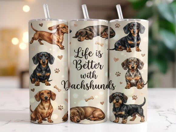 Cute Dachshund Dog Tumbler Wrap Design Review