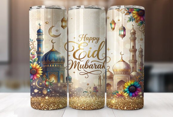Eid Mubarak Tumbler Wrap Sublimation PNG Review