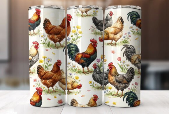 Farm Chicken Rooster Pattern Tumbler PNG Review