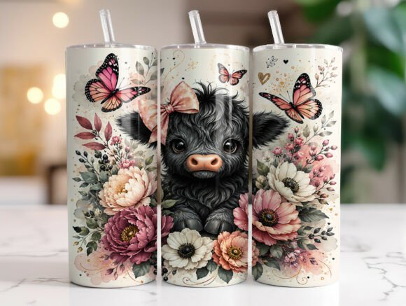 Floral Highland Cow 20 Oz Tumbler Wrap Review