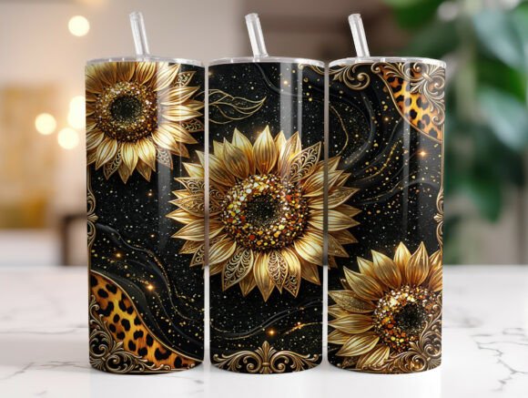 Gold Sunflower Glitter 20oz Tumbler Wrap Review