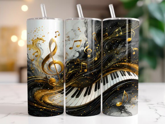 Golden Treble Clef Piano Music Tumbler Review
