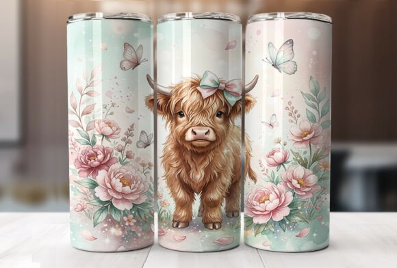 Highland Cow Floral Bow Tumbler Wrap Design Review