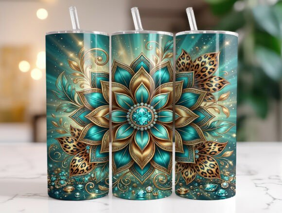 Luxury Teal Gold Floral Leopard Tumbler Review