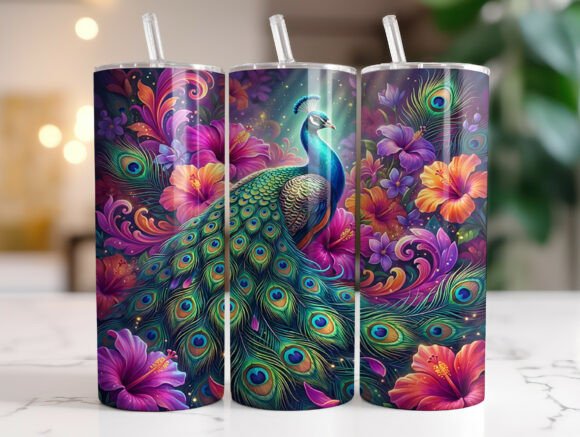 Peacock Hibiscus Floral Tumbler Wrap Design Review