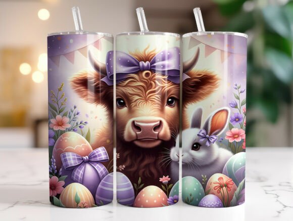 Purple Bow Highland Cow Tumbler Wrap Design Review
