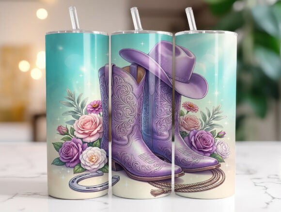 Purple Cowgirl Boots Tumbler Wrap Design Review