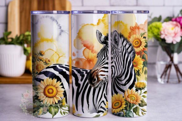 Zebra Sunflower Watercolor Tumbler Wrap Design Review